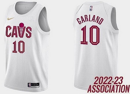 Men's Cleveland Cavaliers #10 Darius Garland White Association Icon Hot Press Jersey