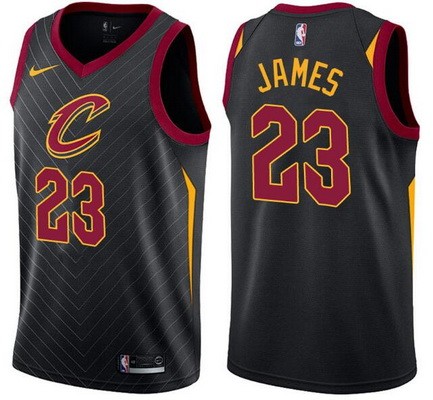 Men's Cleveland Cavaliers #23 LeBron James Black Icon Hot Press Jersey