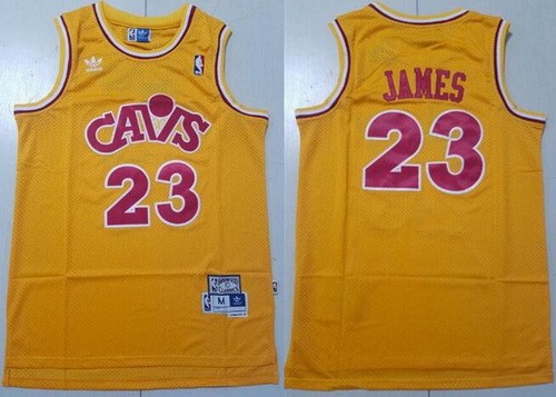 Men's Cleveland Cavaliers #23 LeBron James Yellow Hollywood Classic Swingman Jersey