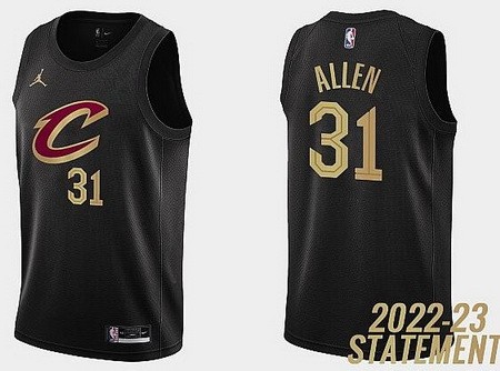 Men's Cleveland Cavaliers #31 Jarrett Allen Black Statement Icon Hot Press Jersey