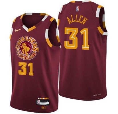 Men's Cleveland Cavaliers #31 Jarrett Allen Red City Diamond 75th Icon Hot Press Jersey
