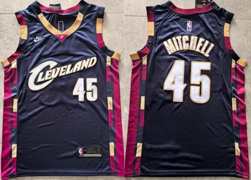 Men's Cleveland Cavaliers #45 Donovan Mitchell Navy Classic Swingman Jersey