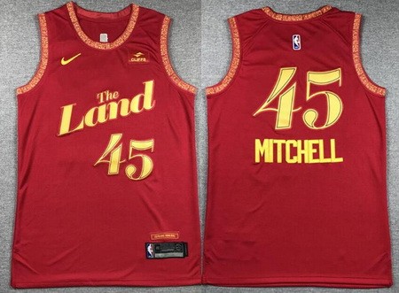 Men's Cleveland Cavaliers #45 Donovan Mitchell Red 2023 City Icon Sponsor Swingman Jersey