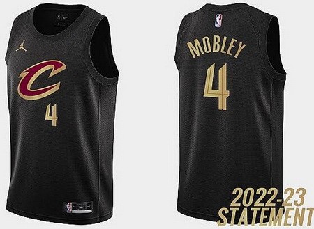 Men's Cleveland Cavaliers #4 Evan Mobley Black 2022 Statement Icon Hot Press Jersey