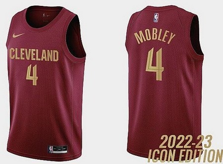 Men's Cleveland Cavaliers #4 Evan Mobley Red 2022 Icon Hot Press Jersey