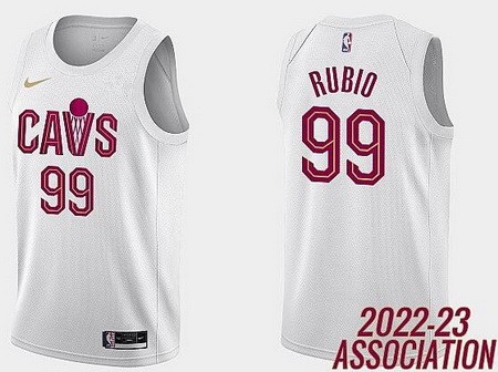 Men's Cleveland Cavaliers #99 Ricky Rubio White Association Icon Hot Press Jersey