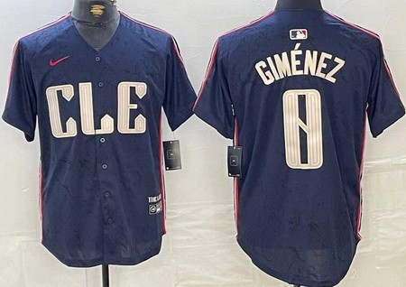 Men's Cleveland Guardians #0 Andres Gimenez Navy 2024 City Connect Limited Jersey
