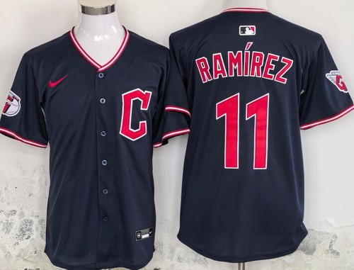 Men's Cleveland Guardians #11 Jose Ramirez Navy Limited Jersey
