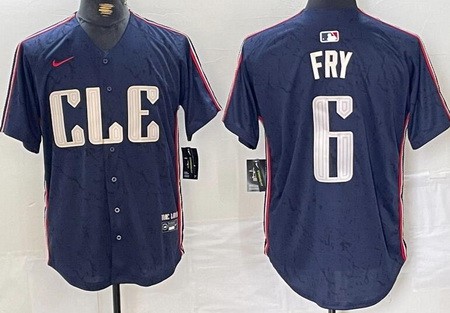 Men's Cleveland Guardians #6 David Fry Navy 2024 City Connect Limited Jersey