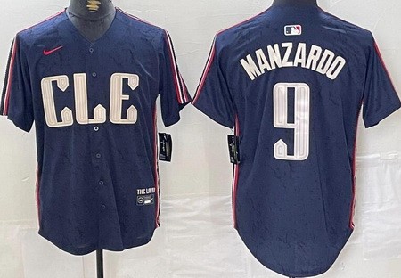Men's Cleveland Guardians #9 Kyle Manzardo Navy 2024 City Connect Limited Jersey