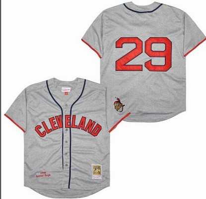 Men's Cleveland Indians #29 Satchel Paige Gray 1948 Throwback Jersey