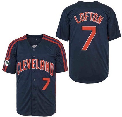 Men's Cleveland Indians #7 Kenny Lofton Navy Throwback Jersey