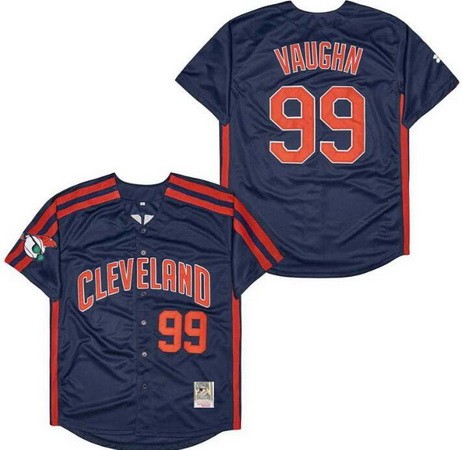 Men's Cleveland Indians #99 Rick Vaughn Navy Throwback Jersey
