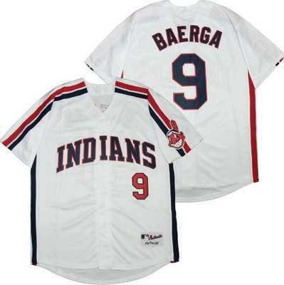 Men's Cleveland Indians #9 Carlos Baerga White 1993 Turn Back The Clock Jersey