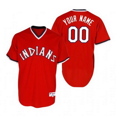 Men's Cleveland Indians Customized Red 1976 Turn Back The Clock Jersey