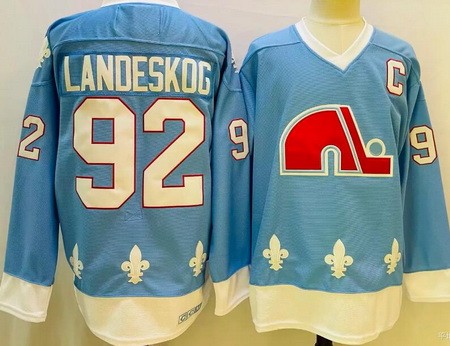 Men's Colorado Avalanche #92 Gabriel Landeskog Light Blue Throwback Jersey