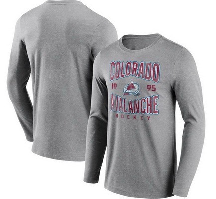 Men's Colorado Avalanche Gray Wave Off Long Sleeve T Shirt