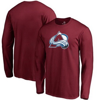 Men's Colorado Avalanche Red Primary Team Logo Long Sleeve T Shirt