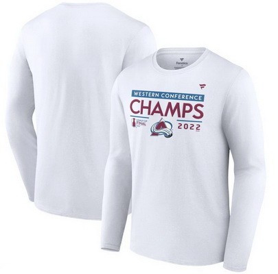 Men's Colorado Avalanche White 2022 Western Conference Champions Locker Room Long Sleeve T Shirt