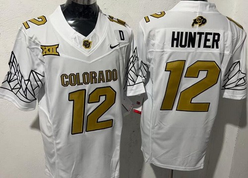 Men's Colorado Buffaloes #12 Travis Hunter Limited White 2024 College Football Jersey