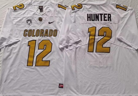 Men's Colorado Buffaloes #12 Travis Hunter Limited White Gold College Football Jersey