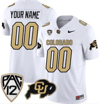 Men's Colorado Buffaloes Customized Limited White FUSE College Football Jersey