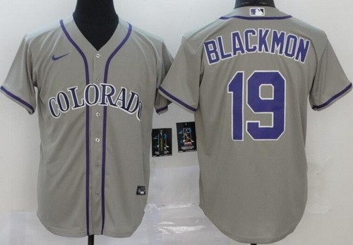 Men's Colorado Rockies #19 Charlie Blackmon Gray Cool Base Jersey