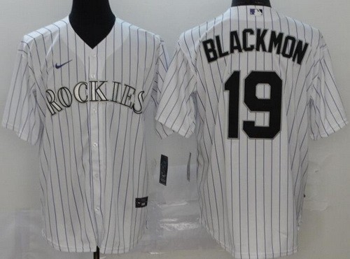 Men's Colorado Rockies #19 Charlie Blackmon White Cool Base Jersey