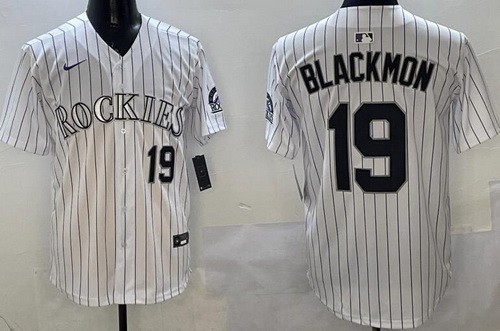 Men's Colorado Rockies #19 Charlie Blackmon White Limited Jersey