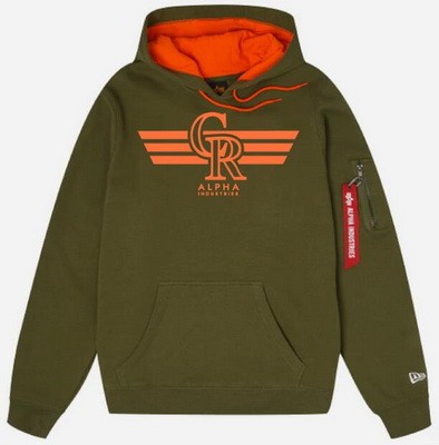 Men's Colorado Rockies Green Alpha Industries Pullover Hoodie