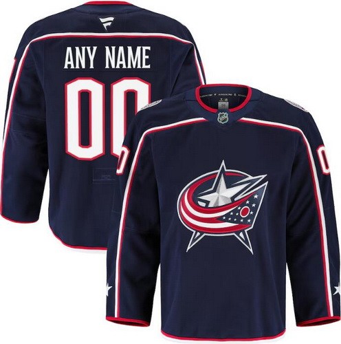 Men's Columbus Blue Jackets Customized Navy Fanatics Authentic Jersey