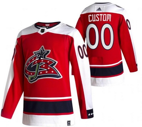 Men's Columbus Blue Jackets Customized Red 2021 Reverse Retro Authentic Jersey