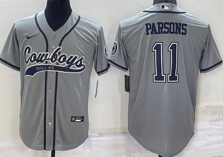 Men's Dallas Cowboys #11 Micah Parsons Gray Baseball Jersey