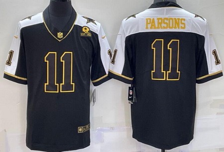 Men's Dallas Cowboys #11 Micah Parsons Limited Black Gold Alternate Vapor Jersey