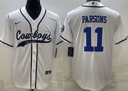 Men's Dallas Cowboys #11 Micah Parsons Limited White Baseball Jersey