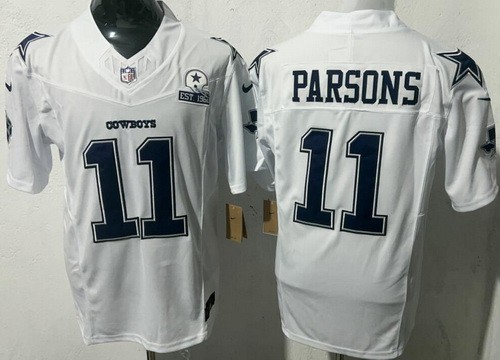Men's Dallas Cowboys #11 Micah Parsons Limited White Est 1960 Patch FUSE Vapor Jersey