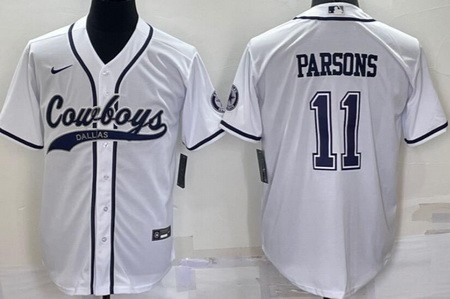 Men's Dallas Cowboys #11 Micah Parsons Limited White Rush Baseball Jersey