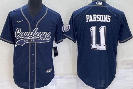 Men's Dallas Cowboys #11 Micah Parsons Navy Baseball Jersey