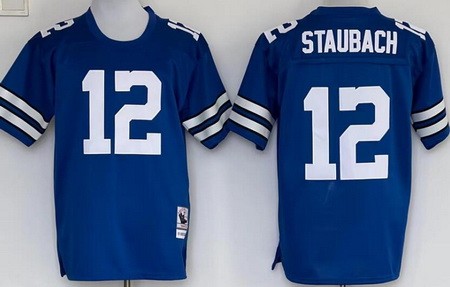 Men's Dallas Cowboys #12 Roger Staubach Blue Throwback Jersey