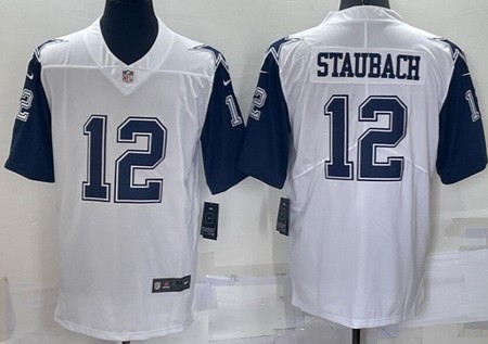 Men's Dallas Cowboys #12 Roger Staubach Limited White Alternate Vapor Jersey