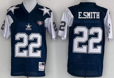 Men's Dallas Cowboys #22 Emmitt Smith Navy 1992 Throwback Jersey