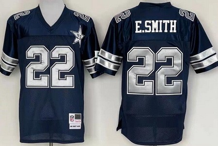Men's Dallas Cowboys #22 Emmitt Smith Navy 25th Throwback Jersey