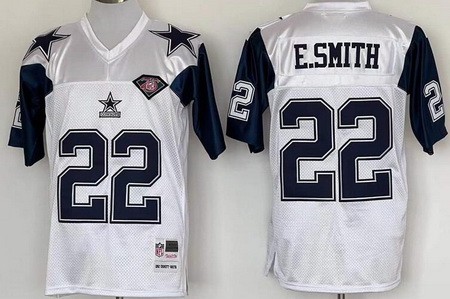 Men's Dallas Cowboys #22 Emmitt Smith White 1992 Throwback Jersey