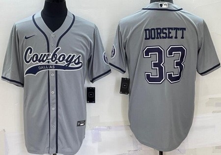 Men's Dallas Cowboys #33 Tony Dorsett Gray Baseball Jersey
