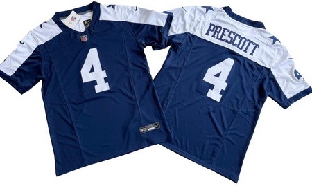 Men's Dallas Cowboys #4 Dak Prescott Limited Navy Alternate FUSE Vapor Jersey