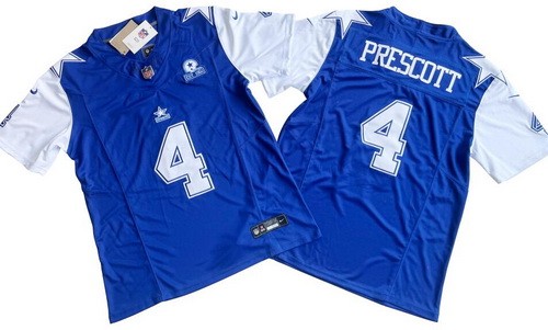 Men's Dallas Cowboys #4 Dak Prescott Limited Royal Throwback FUSE Vapor Jersey