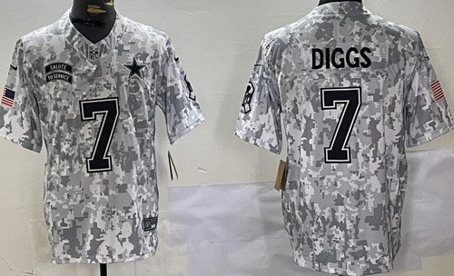 Men's Dallas Cowboys #7 Trevon Diggs Limited Arctic Camo 2024 Salute to Service Jersey