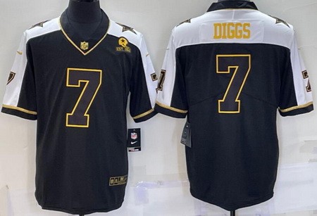Men's Dallas Cowboys #7 Trevon Diggs Limited Black Gold Alternate Vapor Jersey