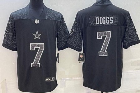 Men's Dallas Cowboys #7 Trevon Diggs Limited Black RFLCTV Jersey