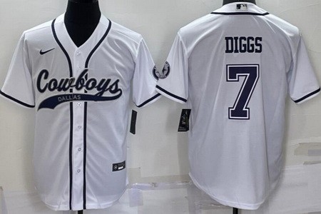 Men's Dallas Cowboys #7 Trevon Diggs Limited White Rush Baseball Jersey